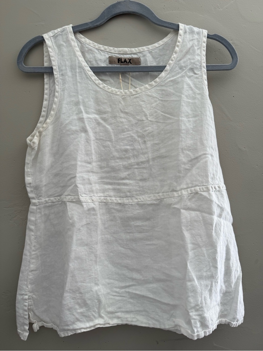 Flax White Linen Scoop Neck Tank